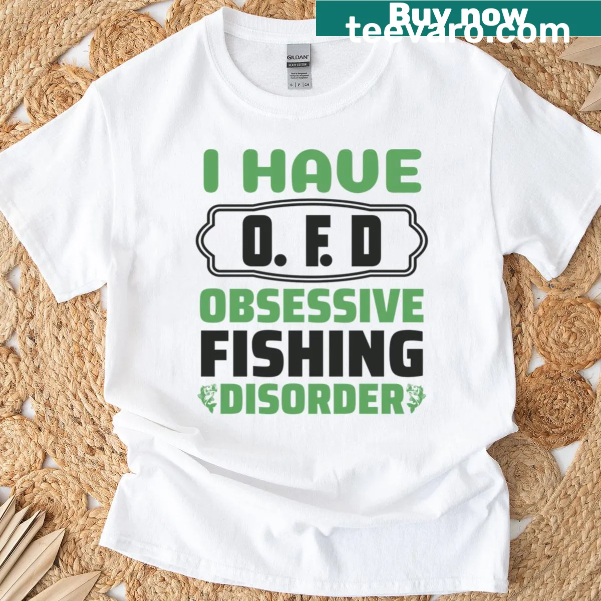 T-shirt with 'I Have Obsessive Fishing Disorder' text, perfect for fishing lovers — on a men's t-shirt