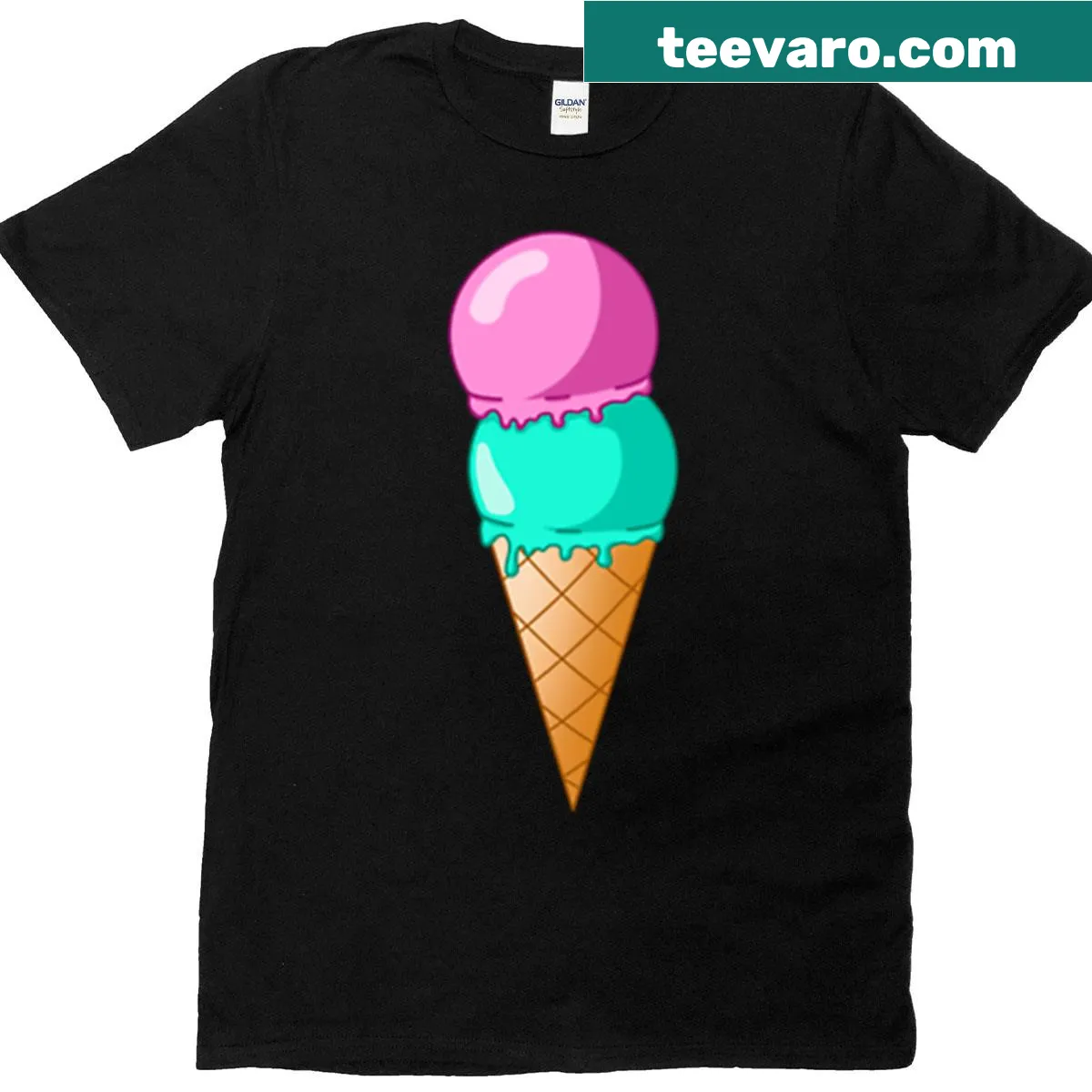 Colorful ice cream cones graphic on a playful t-shirt — on a men's t-shirt