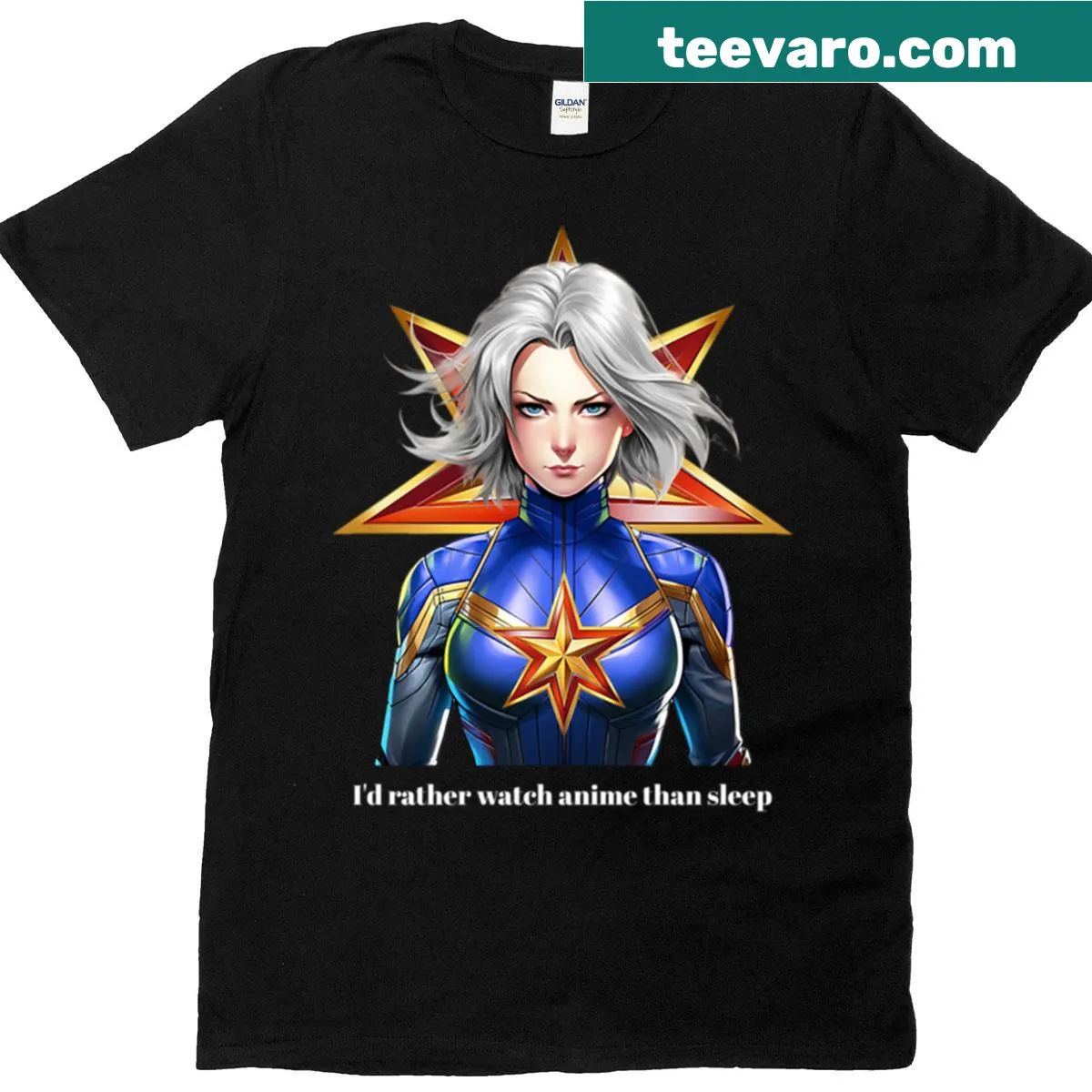 Anime-themed t-shirt with the phrase 'I'd Rather Watch Anime Than Sleep' — on a men's t-shirt
