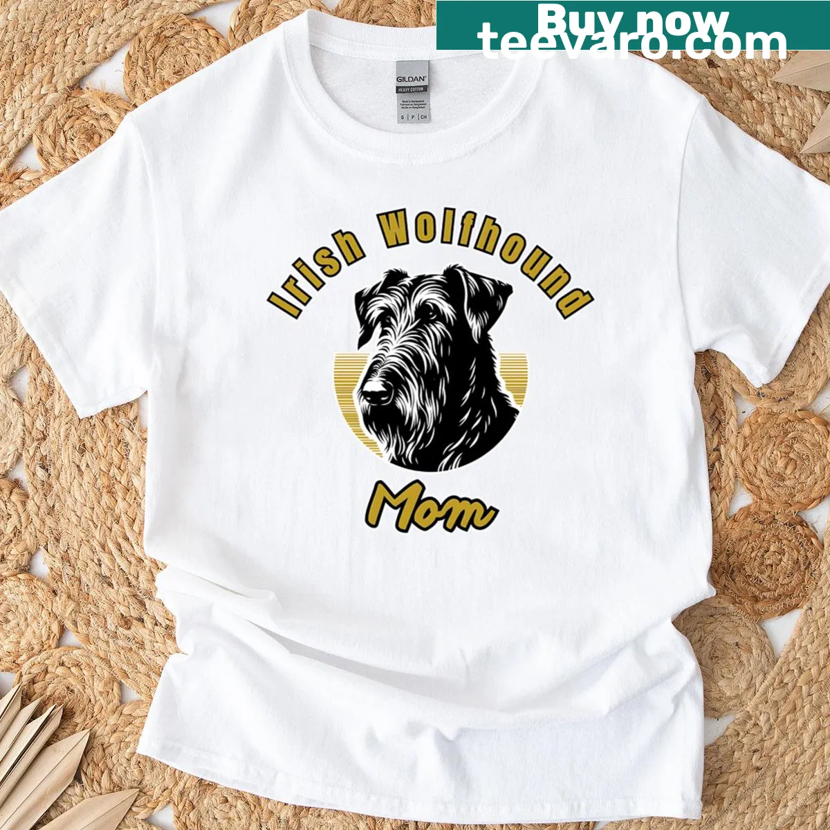 Irish Wolfhound illustration t-shirt for proud dog lovers — on a men's t-shirt