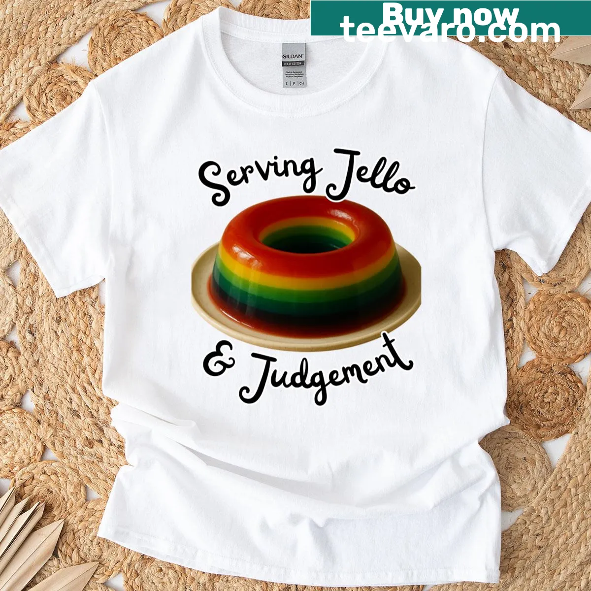 Funny jello-themed t-shirt with a humorous saying — on a men's t-shirt