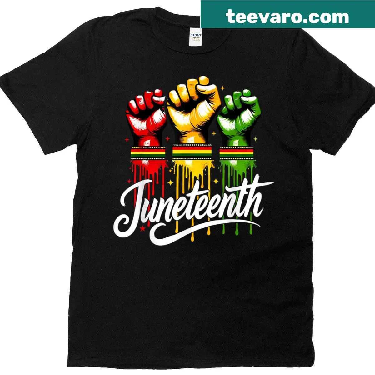 Juneteenth 1865 Freedom Day commemorative T-shirt — on a men's t-shirt