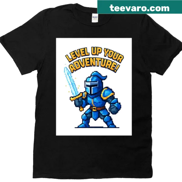 Pixel art knight design on a Roblox-themed t-shirt