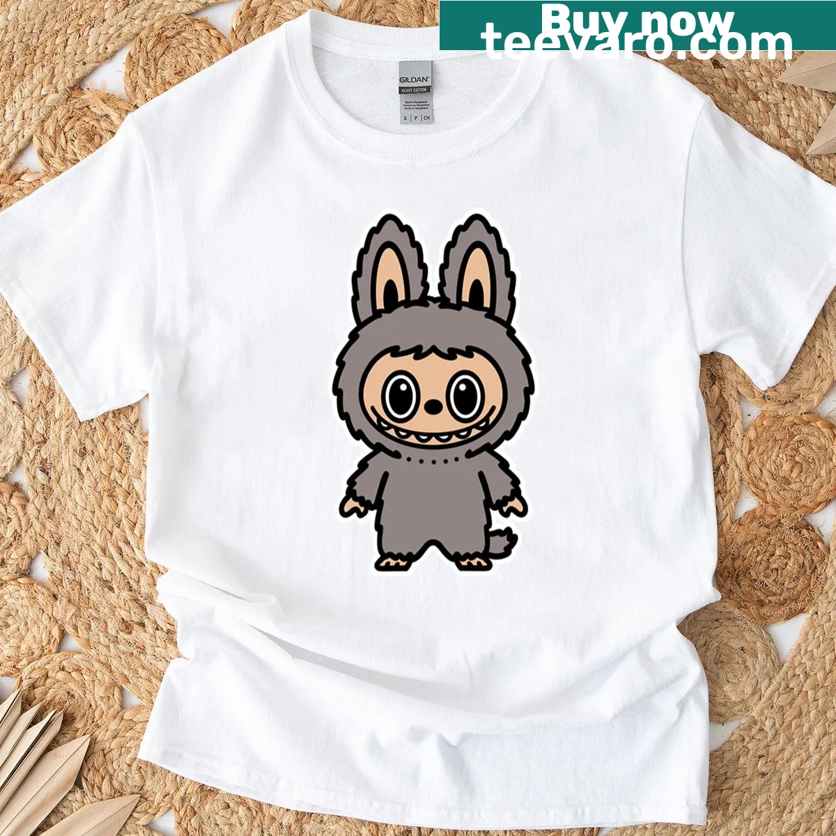 Playful T-shirt featuring Labubu Sesame Bean character design. — on a men's t-shirt