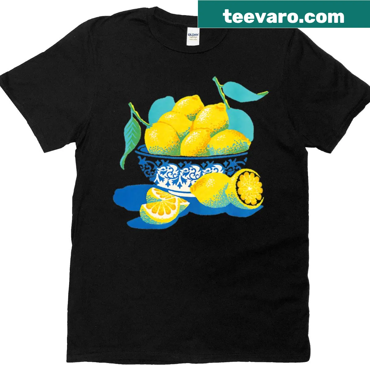 Retro lemon bowl illustration on a t-shirt — on a men's t-shirt
