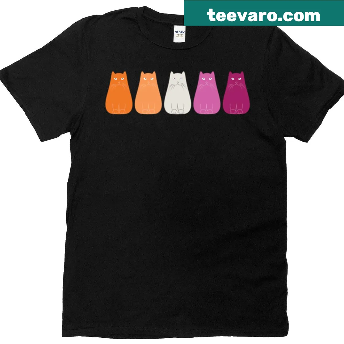Cute illustration of orange and pink cats with LGBTQ theme — on a men's t-shirt