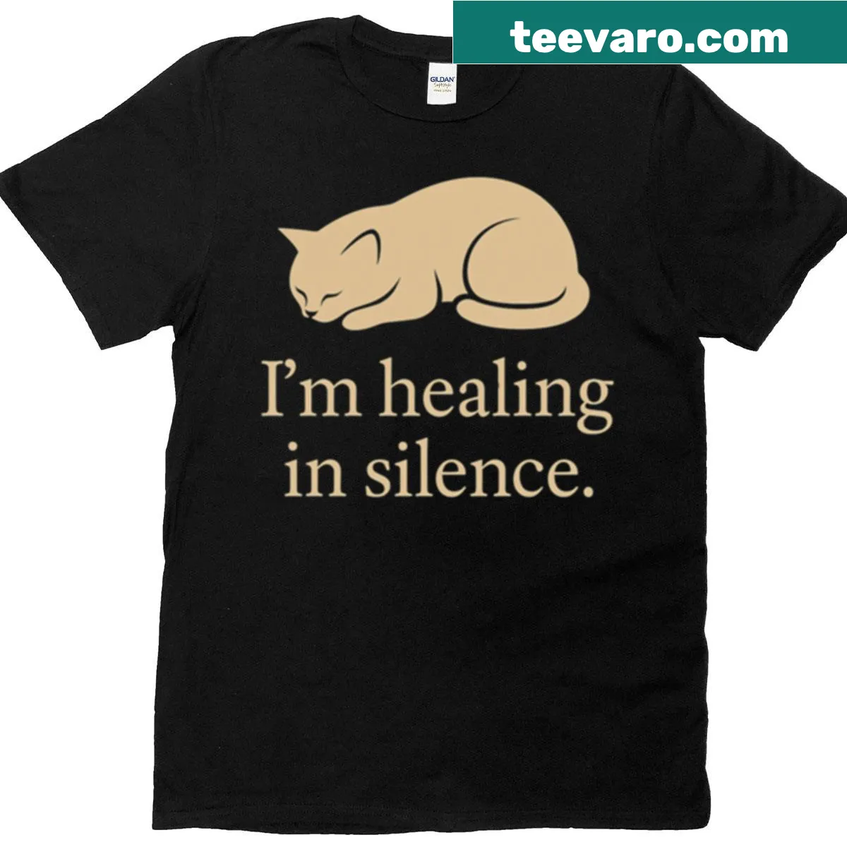 Text 'I'm Healing In Silence' on a comfortable t-shirt design — on a men's t-shirt