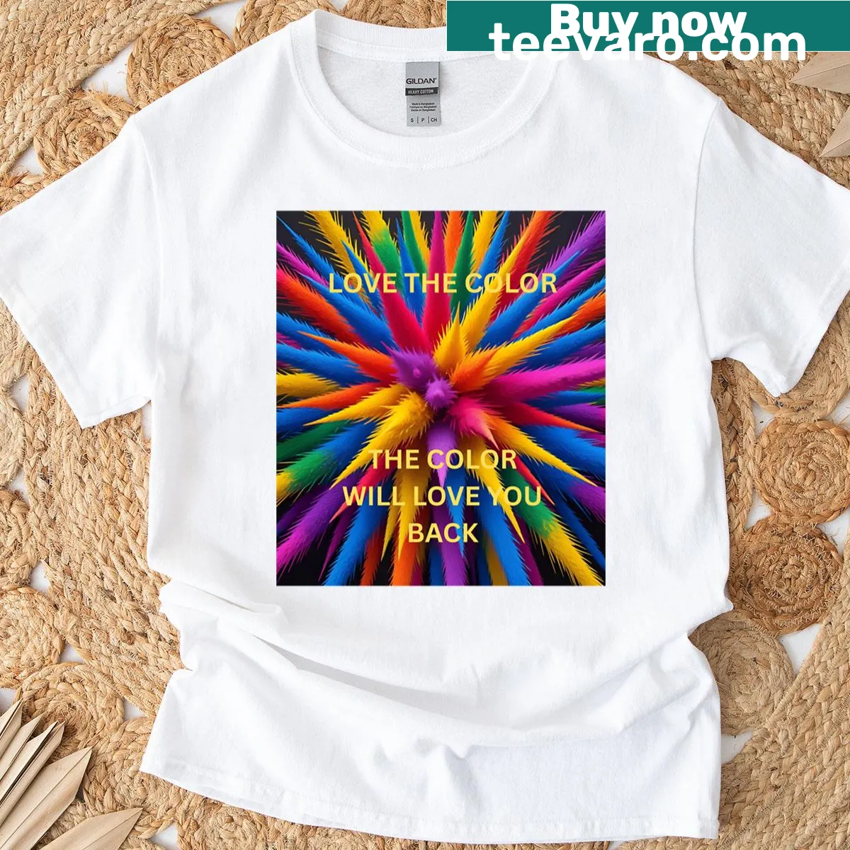 Uplifting text t-shirt promoting love and positivity — on a men's t-shirt