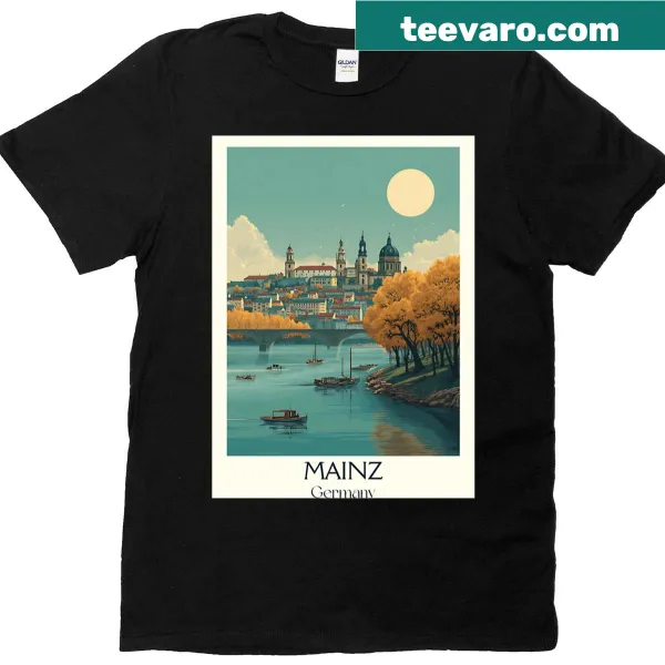 Illustrated Mainz Cathedral T-shirt featuring the Rhine River