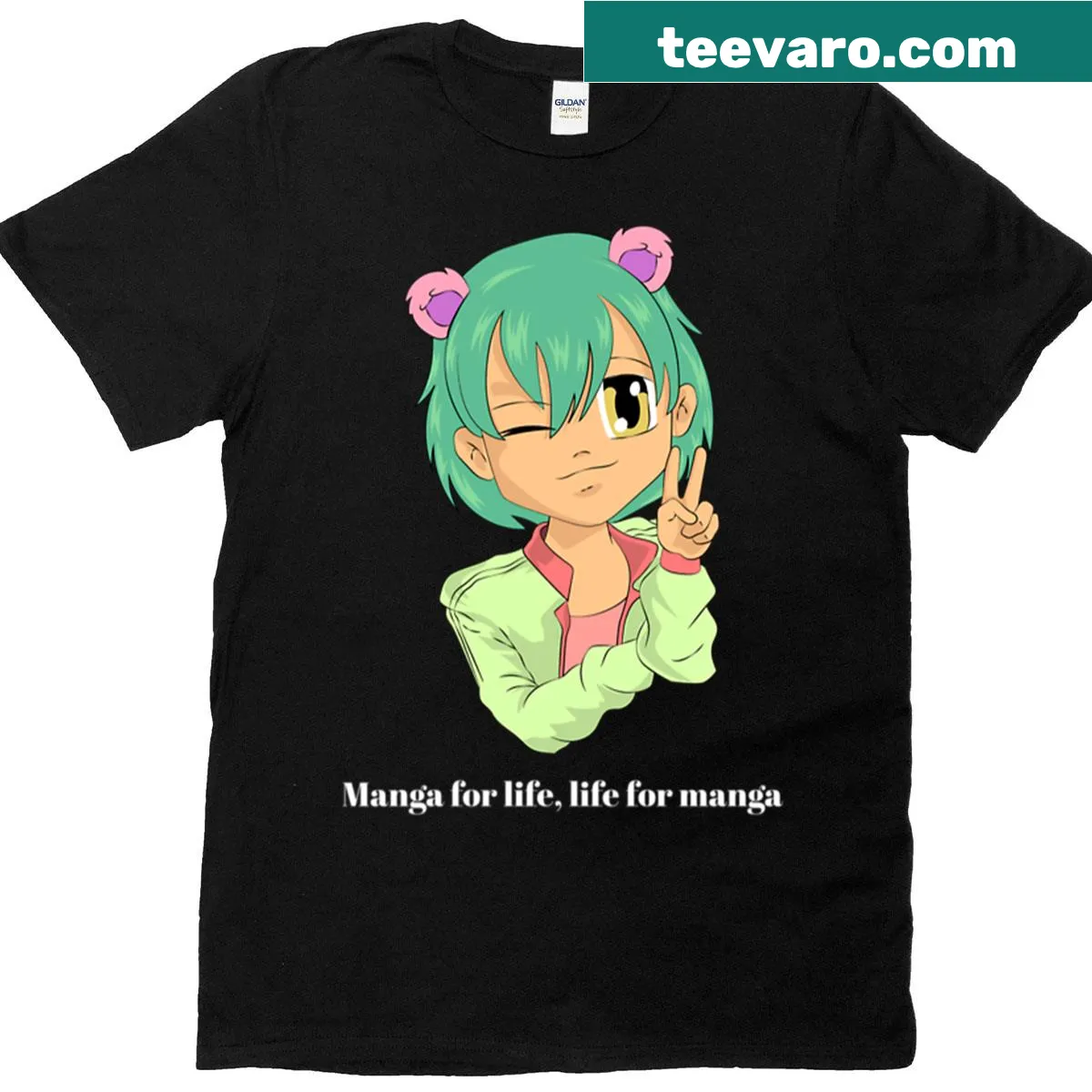 Manga-themed shirt with the phrase 'Manga For Life Life For Manga' prominently displayed — on a men's t-shirt