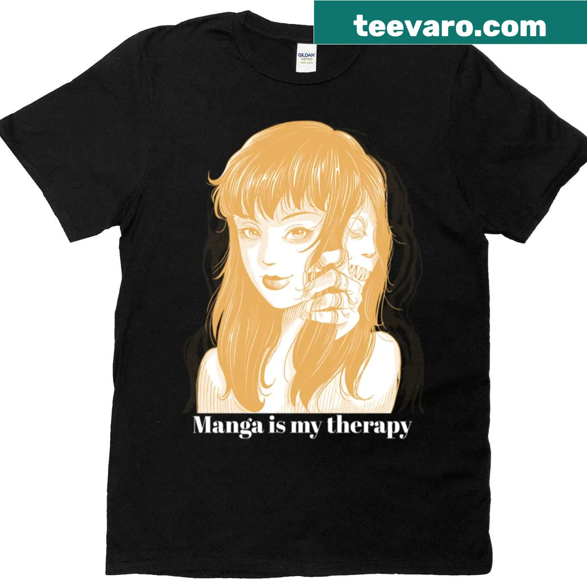 Oversized manga-themed t-shirt with therapy phrase for anime lovers — on a men's t-shirt
