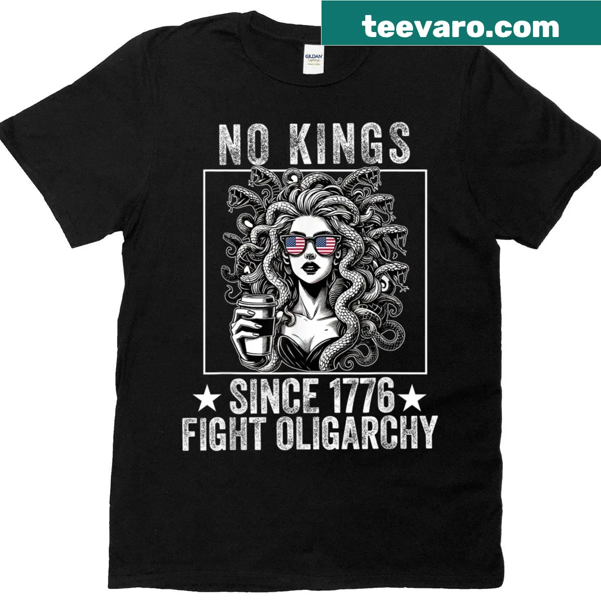 Feminist-themed T-shirt featuring Medusa and empowering text — on a men's t-shirt