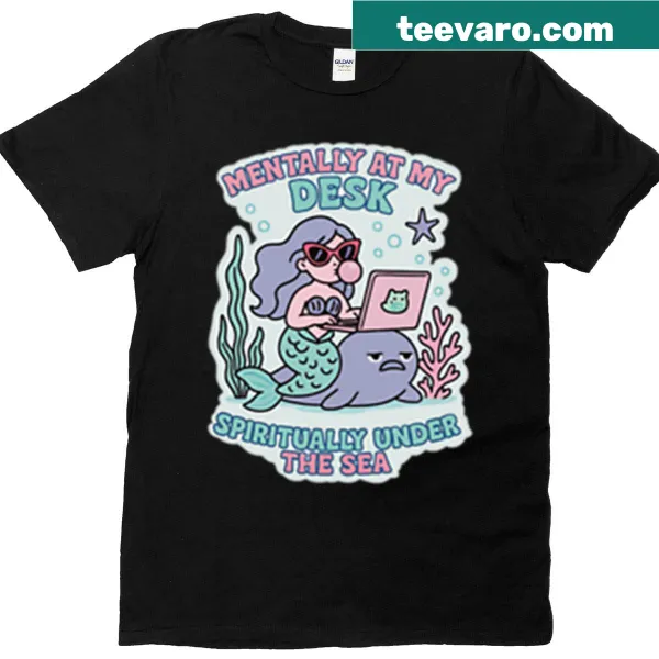 Cute mermaid graphic designed for daydreamers at their desk.