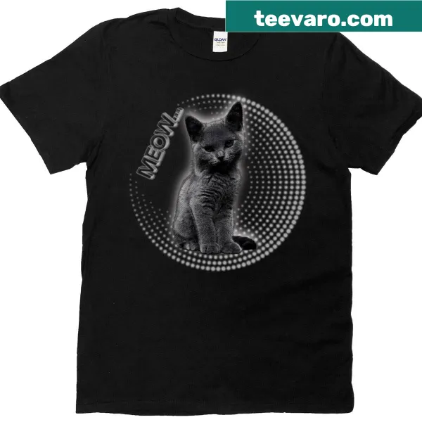T-shirt featuring a cute cat graphic design.