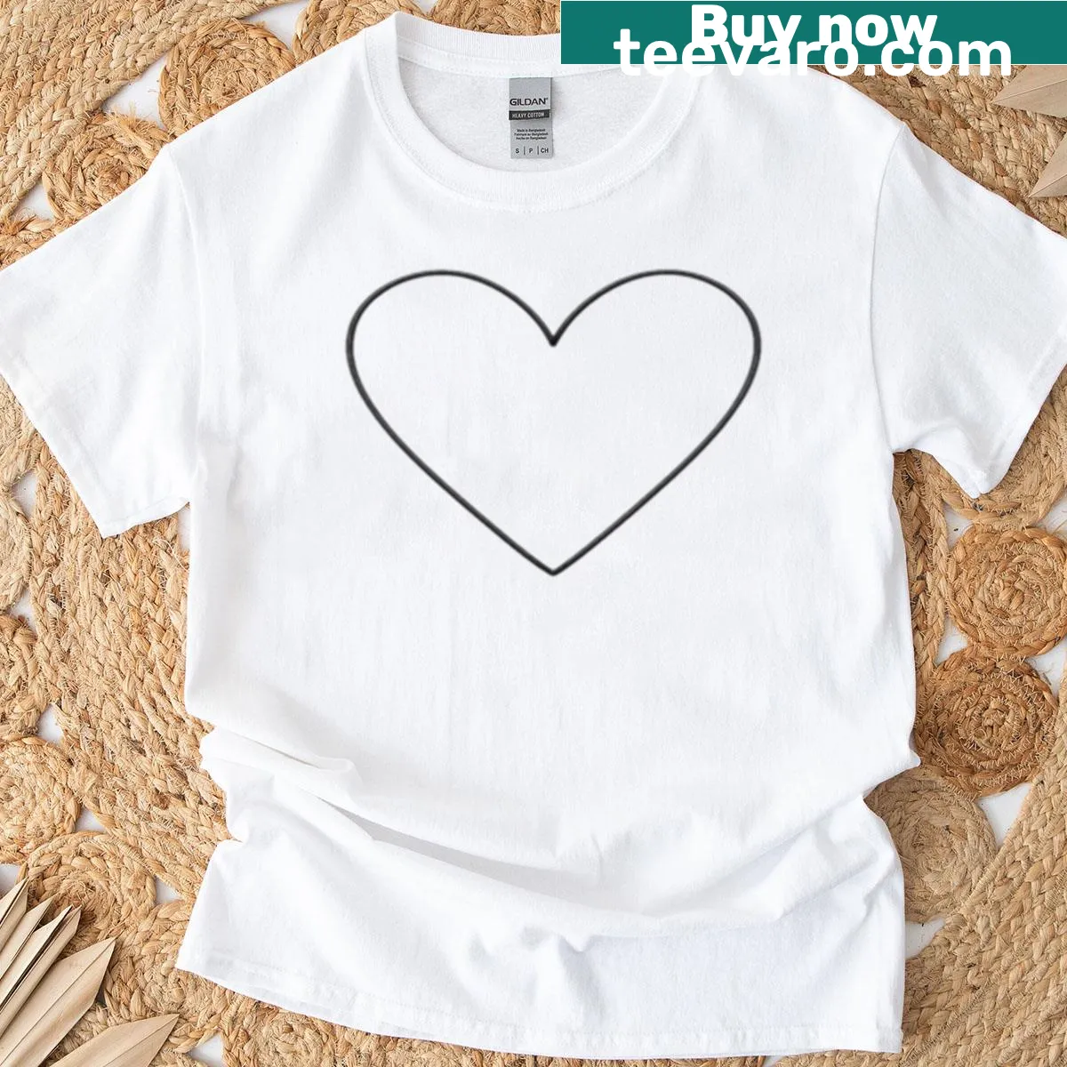 Minimalist heart design in clean lines on a T-shirt — on a men's t-shirt