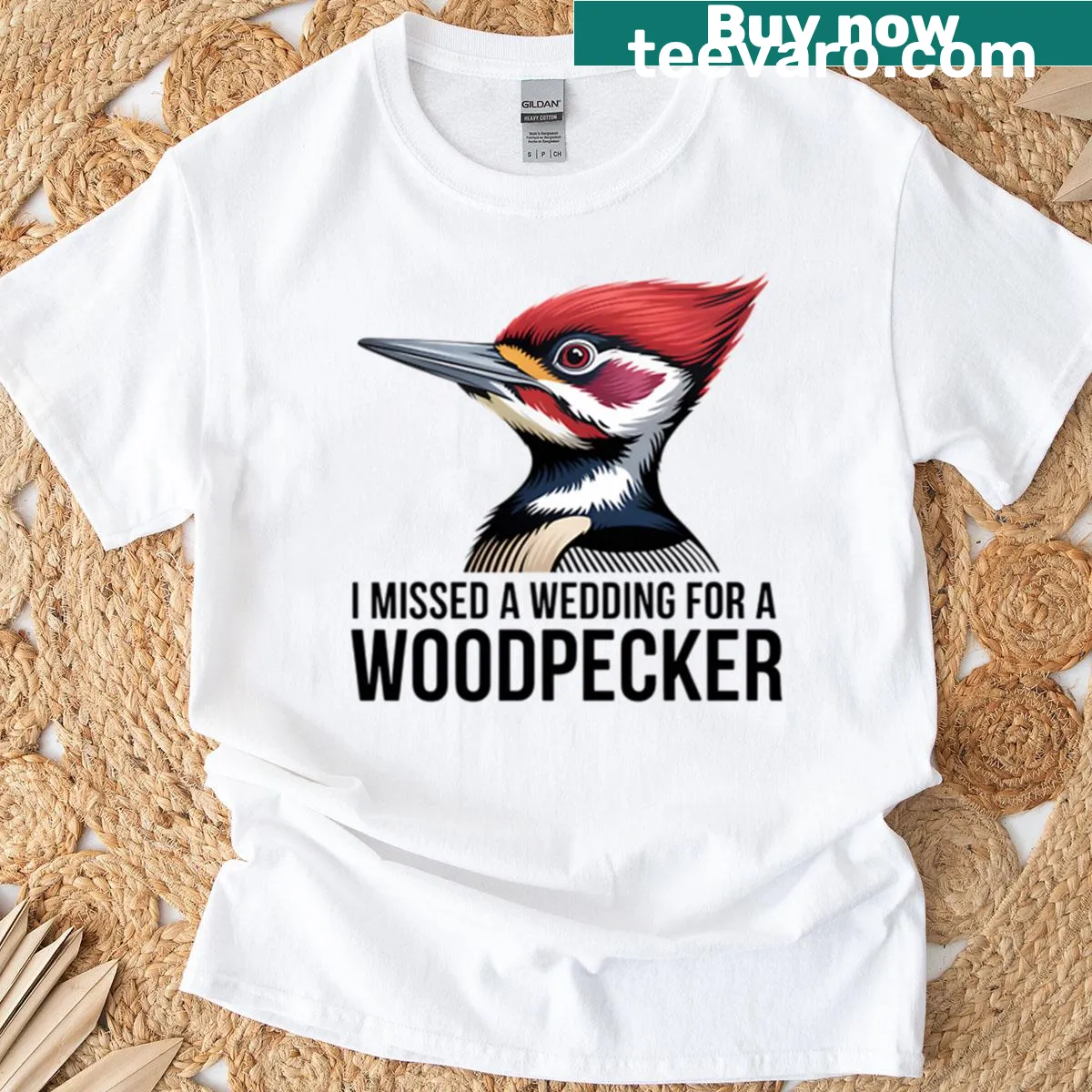 Hilarious birder confession T-shirt featuring woodpecker design — on a men's t-shirt