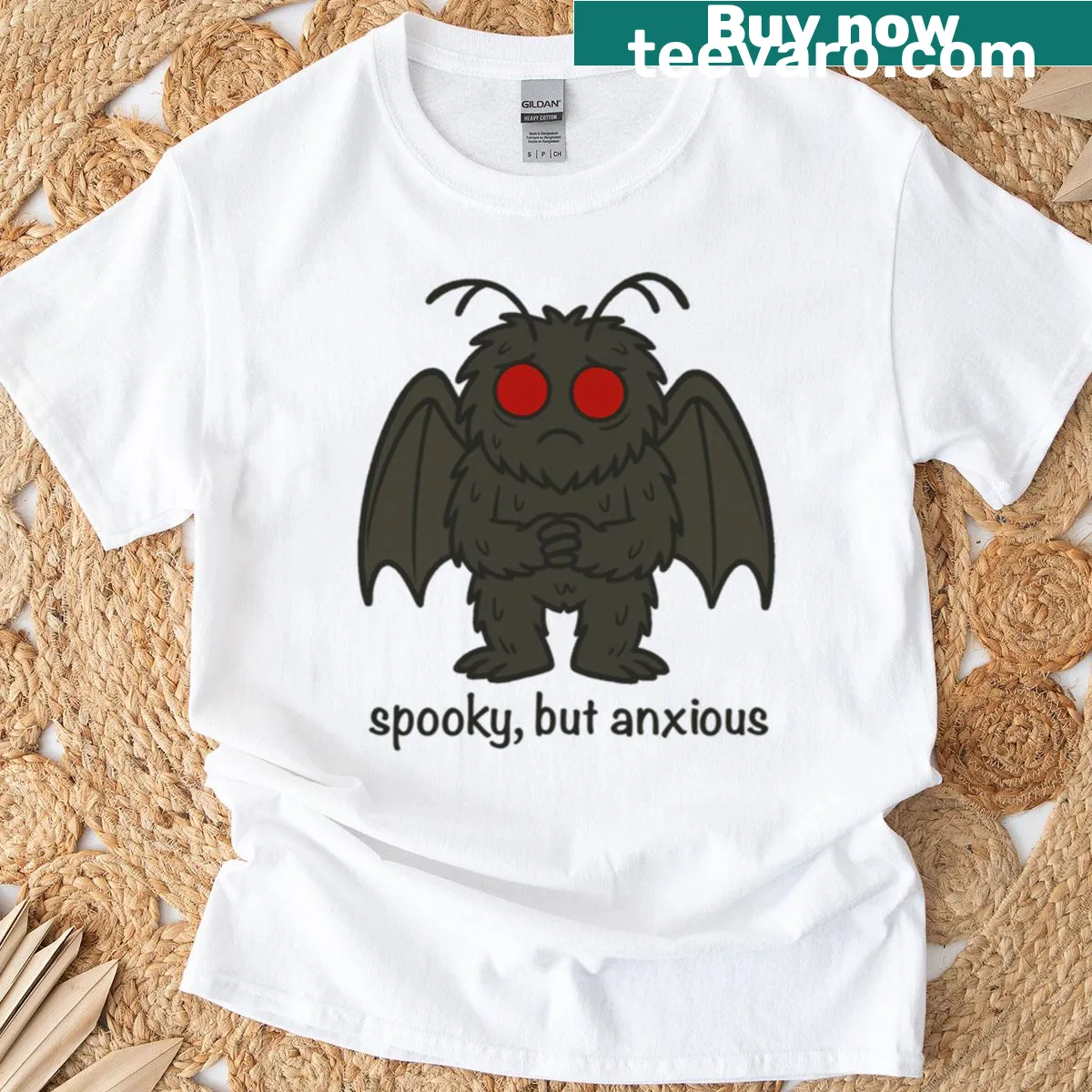 Cartoon Mothman design on a T-shirt — on a men's t-shirt