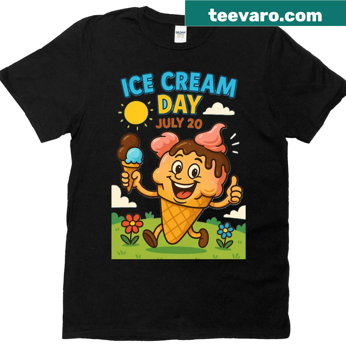 T-shirt celebrating National Ice Cream Day on July 20th — on a men's t-shirt