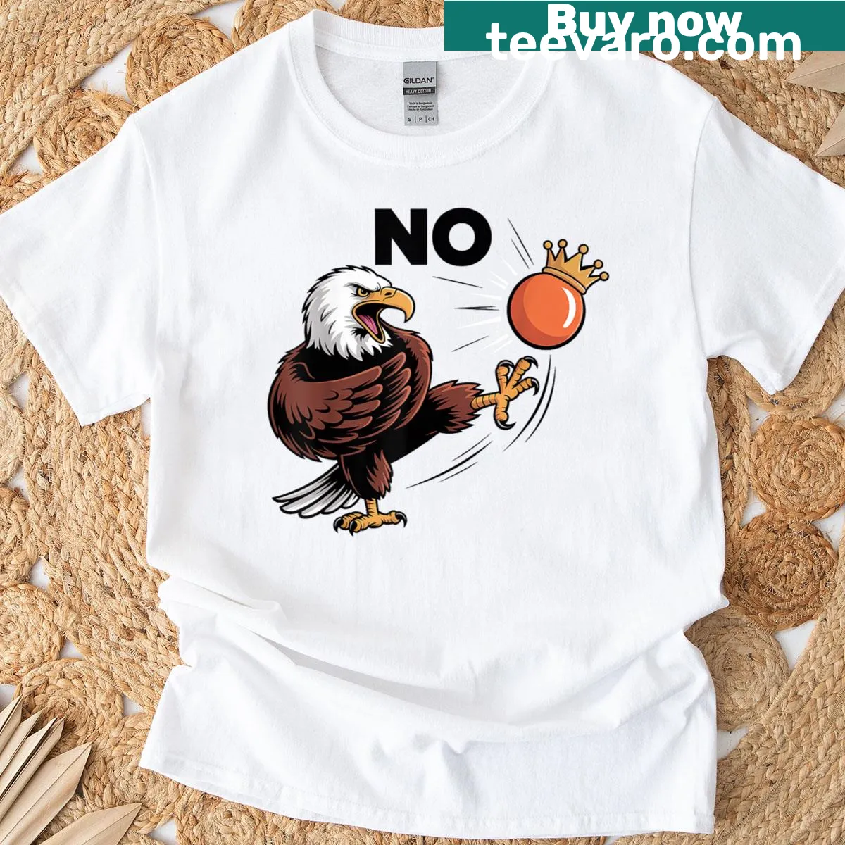 Eagle graphic on a patriotic t-shirt with bold lettering — on a men's t-shirt