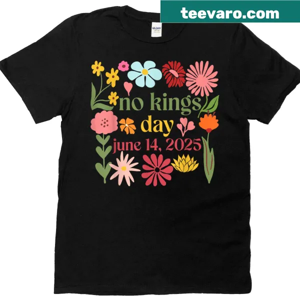 Floral T-shirt for No Kings Day with a message of freedom