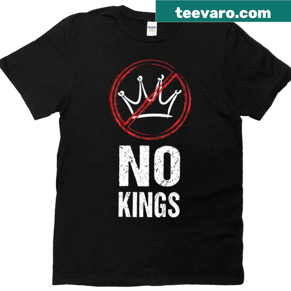 Statement t-shirt with the phrase 'No Kings' — on a men's t-shirt