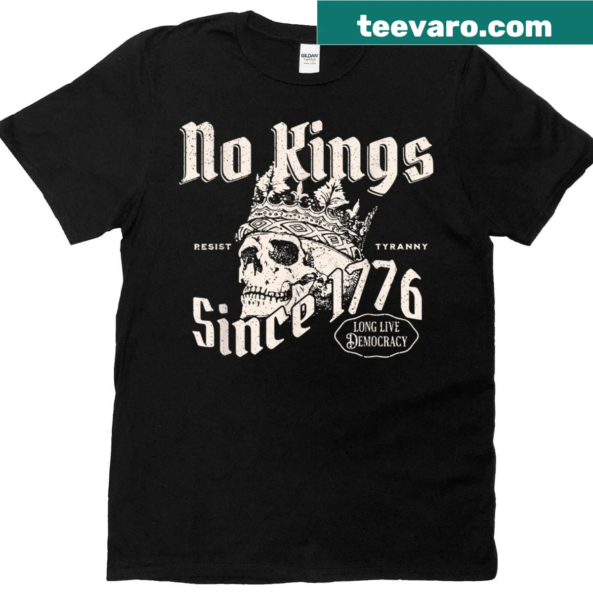 Skull graphic T-shirt with a freedom theme and bold text — on a men's t-shirt