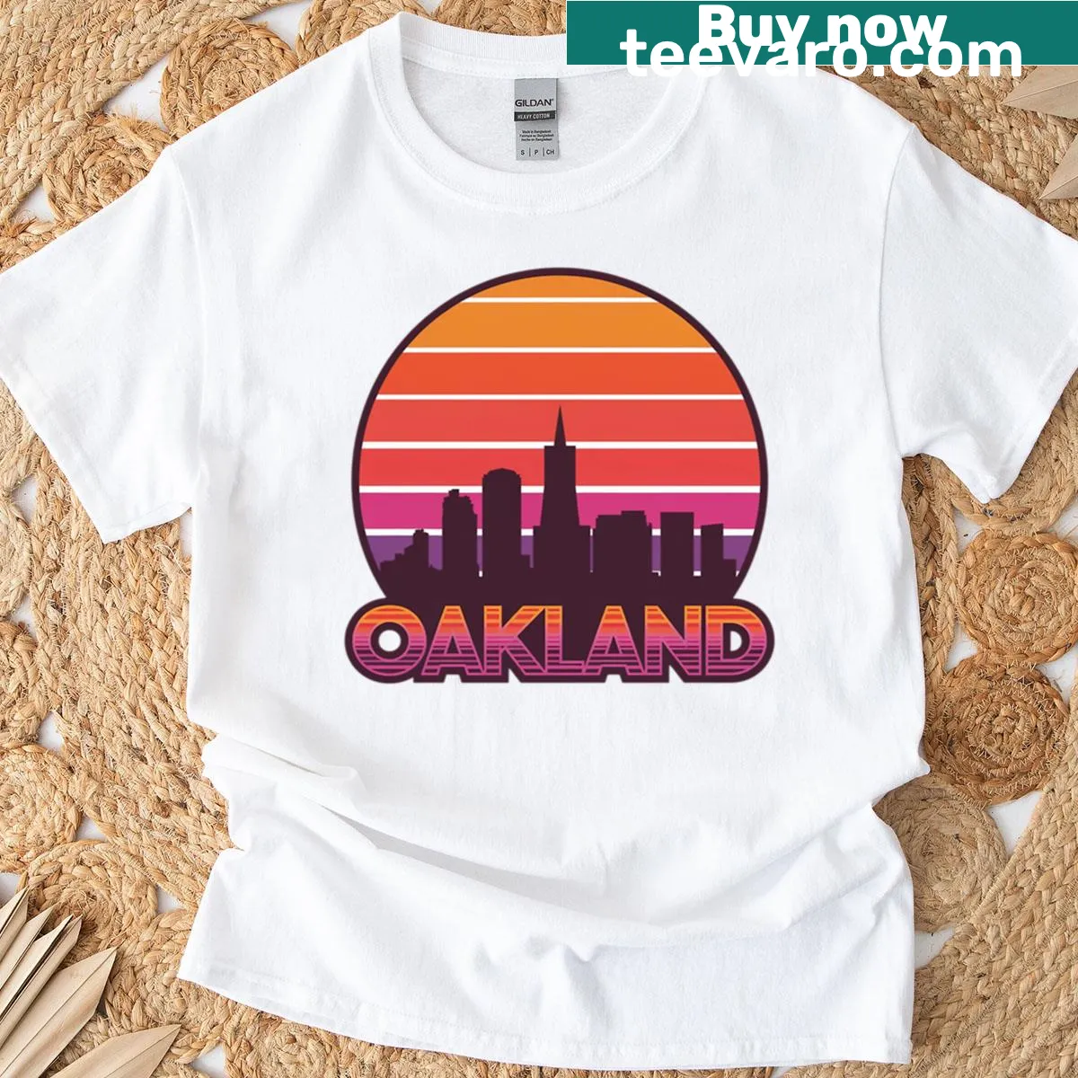 Illustrative Oakland T-shirt showcasing the city’s spirit — on a men's t-shirt