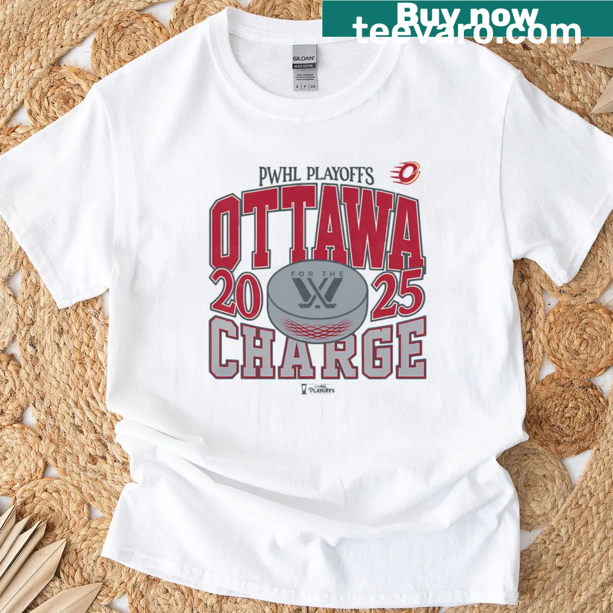 Celebratory design for the Ottawa Charge 2025 Walter Cup Champions. — on a men's t-shirt