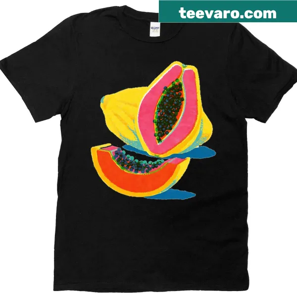 T-shirt featuring a retro papaya illustration print