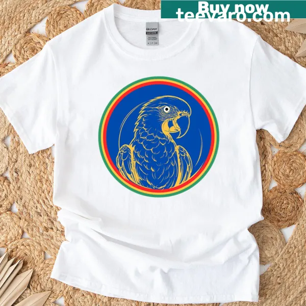 Playful parrot graphic on a casual T-shirt
