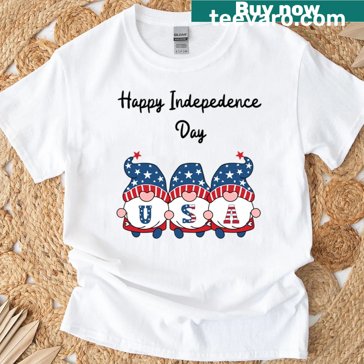 Retro Independence Day themed T-shirt with festive graphics. — on a men's t-shirt