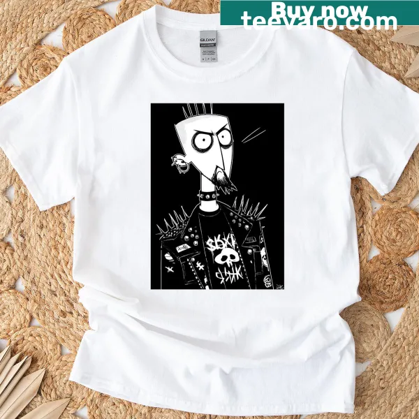 Edgy T-shirt featuring a goth warrior illustration with punk vibes.