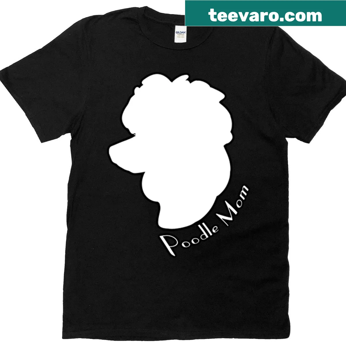 Poodle Mom T-shirt with playful typography design — on a men's t-shirt
