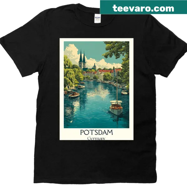 Illustrated Potsdam river and palaces design on T-shirt