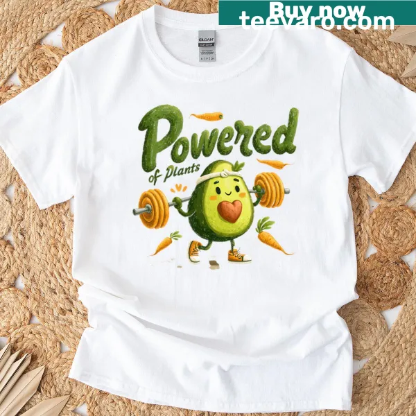 T-shirt depicting a flexing avocado with a humorous design