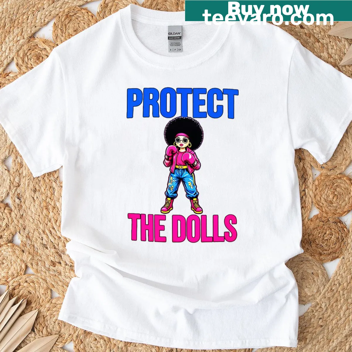 Cartoon boxer character T-shirt celebrating empowerment — on a men's t-shirt