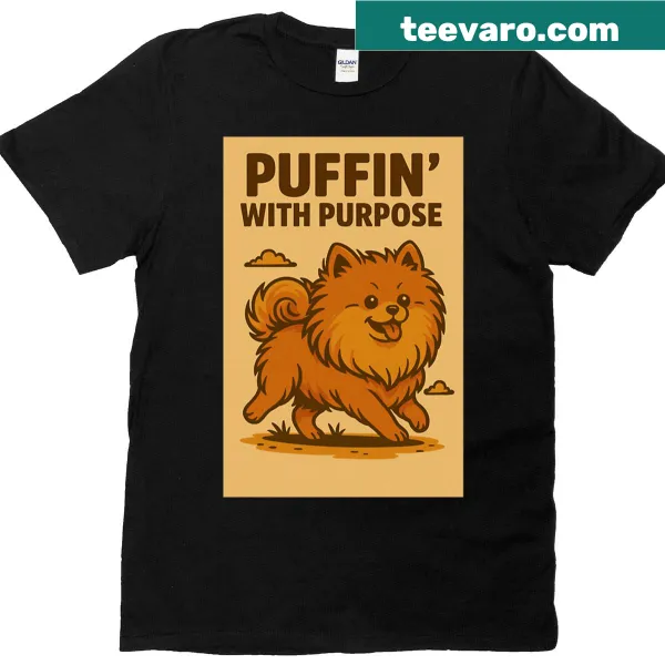 Illustrated Pomeranian T-shirt with confidence theme