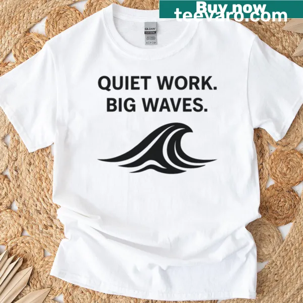 Minimalist wave quote T-shirt promoting quiet work and focus