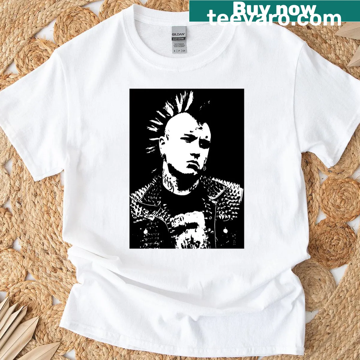 Angry punk man vector art T-shirt showcasing edgy design — on a men's t-shirt