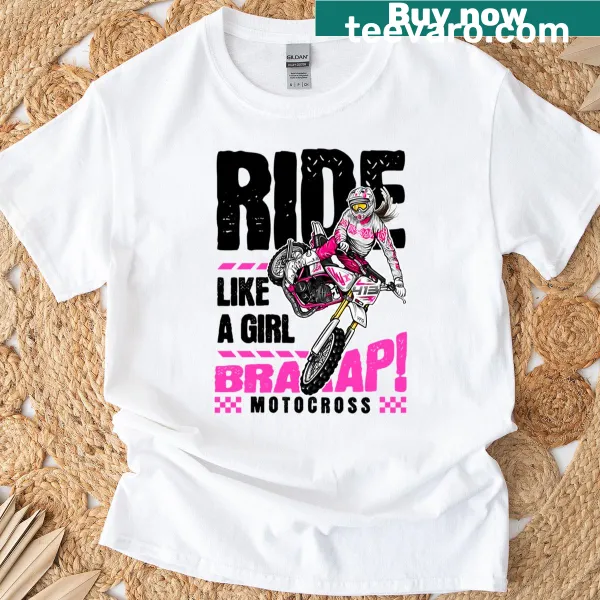 Graphic of a female dirt bike rider in action on a t-shirt