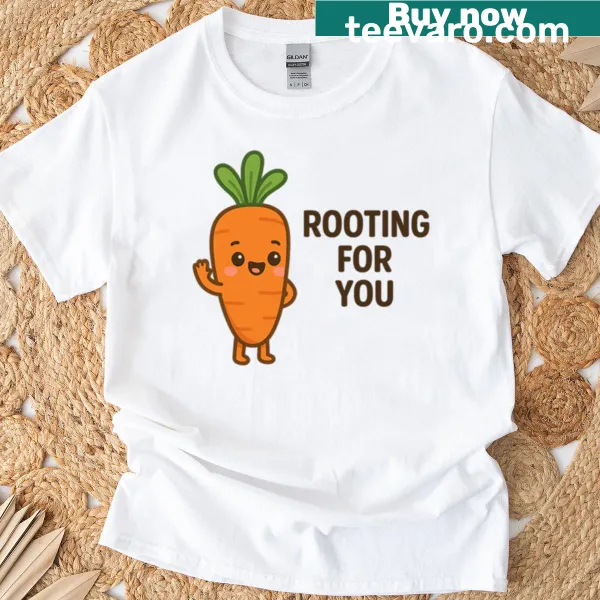 Oversized T-shirt with the phrase 'Rooting For You' in playful typography