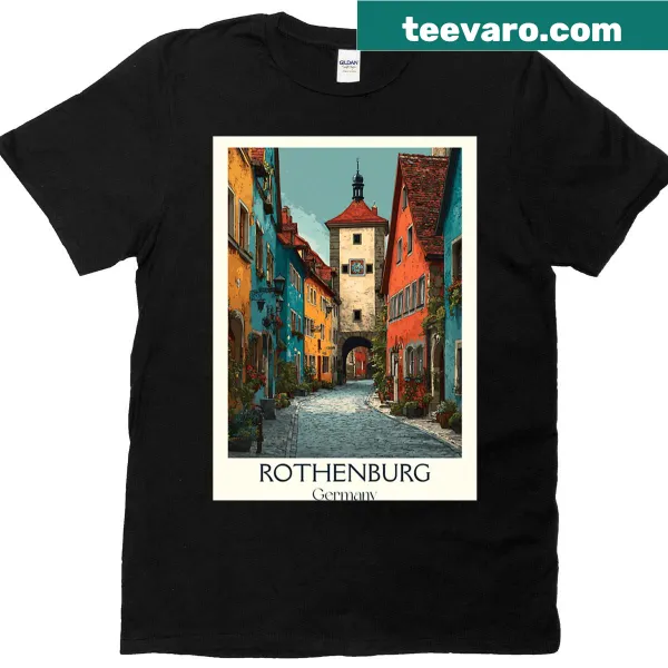 Vintage street scene design inspired by Rothenburg, Germany