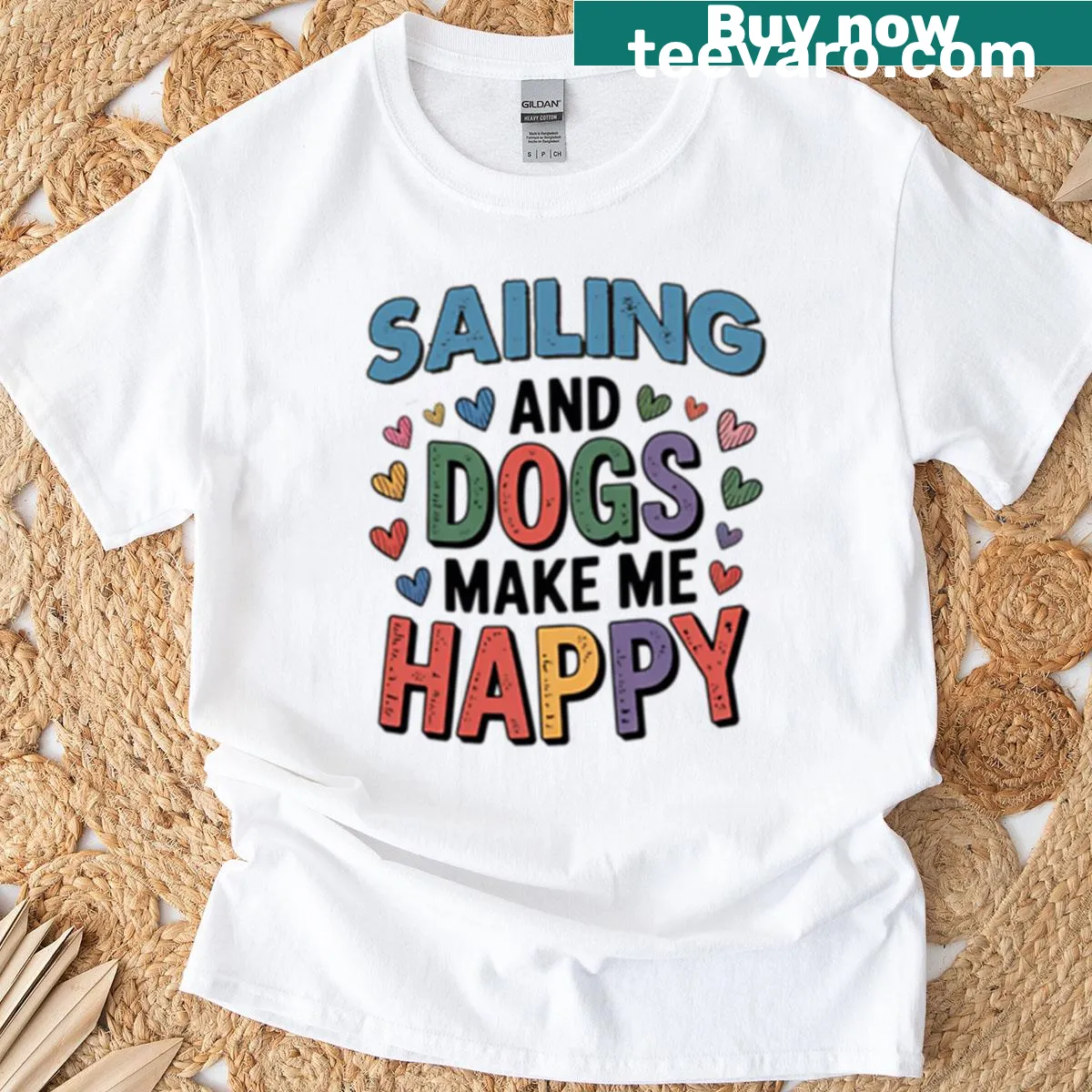 Illustration of happy dogs sailing on a t-shirt — on a men's t-shirt