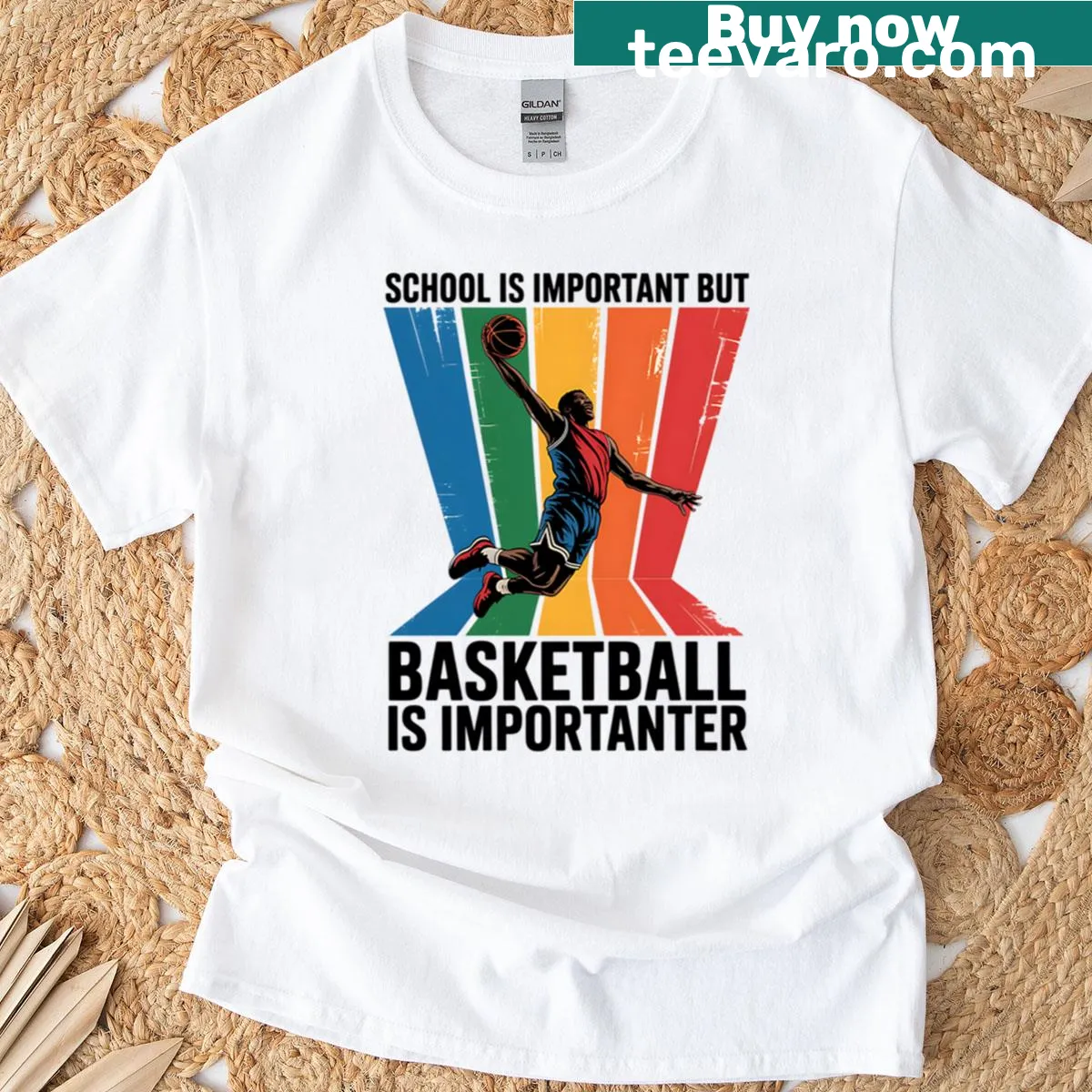 Funny basketball-themed t-shirt for students — on a men's t-shirt