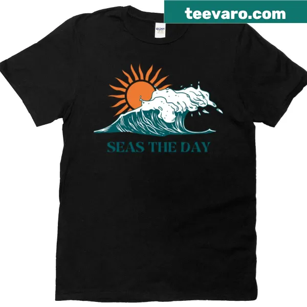Inspirational text design 'Seas The Day' on a T-shirt