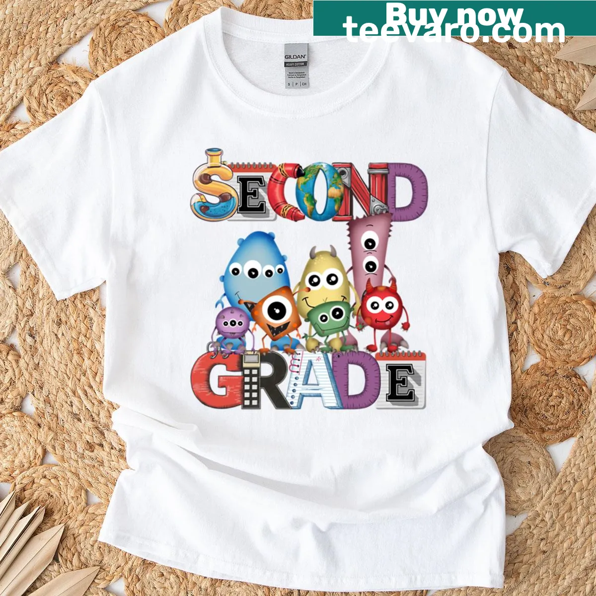 Oversized T-shirt with friendly monster illustrations — on a men's t-shirt