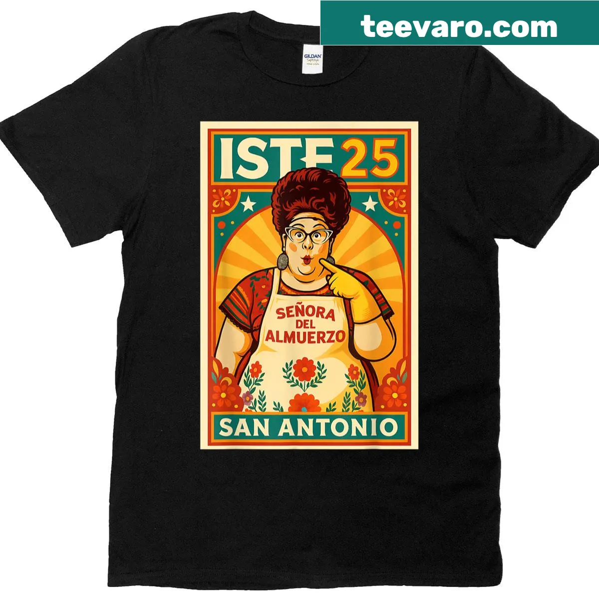 Funny T-shirt design with 'Seora Del Almuerzo' text — on a men's t-shirt