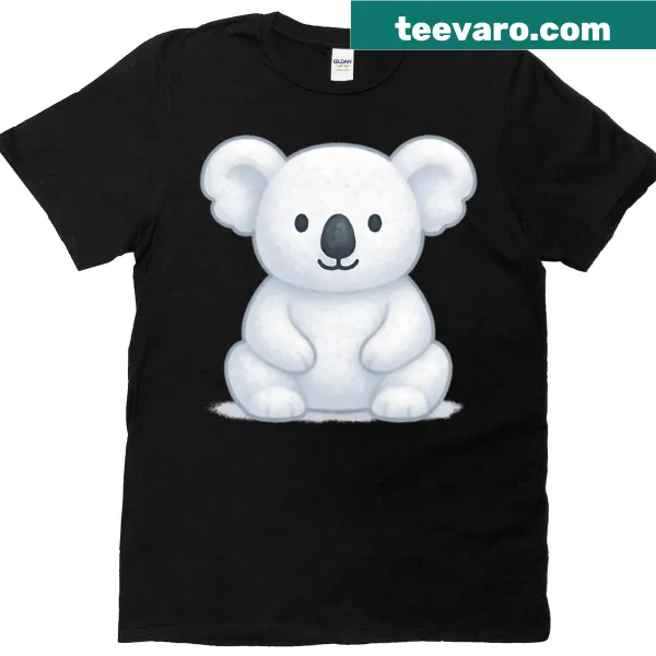 Cute koala design surrounded by snowflakes on a t-shirt