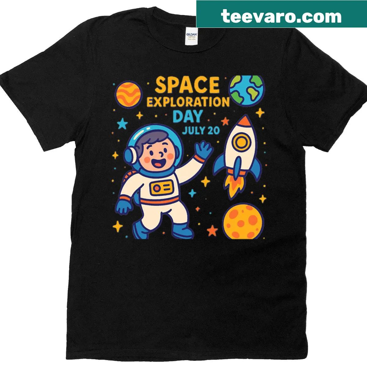 Oversized Space Exploration Day T-shirt with an inspirational phrase — on a men's t-shirt