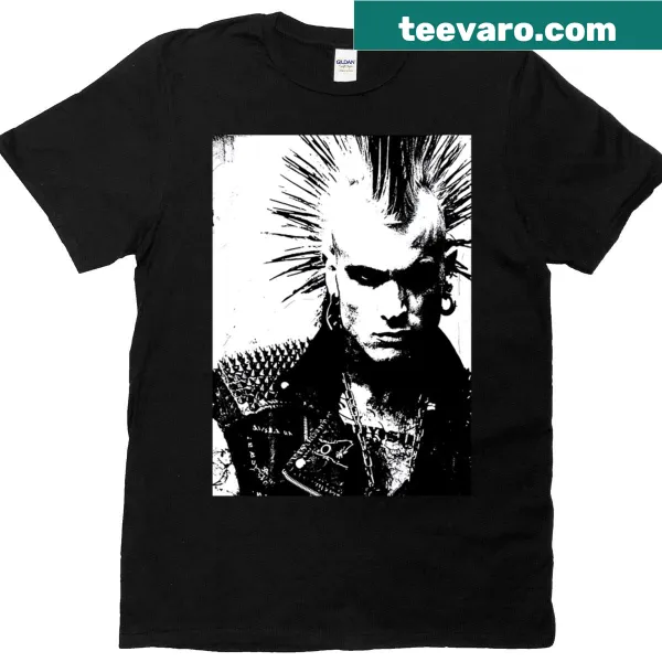 Edgy punk T-shirt with spiked jacket and tattoo graphics